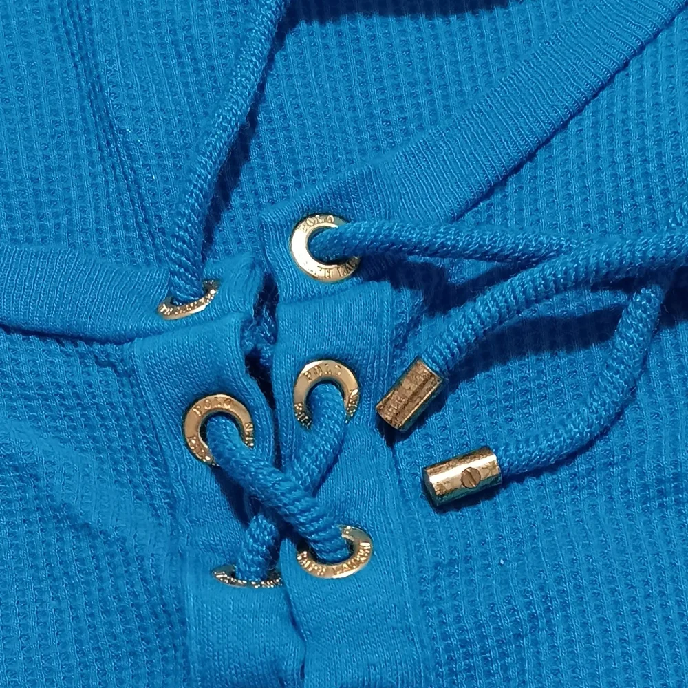 Lauren Ralph Lauren Women Lace-Up Stretch Royal Blue‎ SzXL Tops Short Sleeve